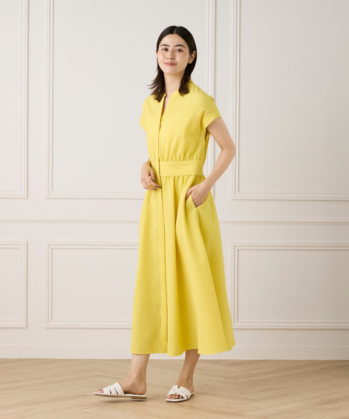 INED「ウエストギャザーワンピース」|ワンピース|