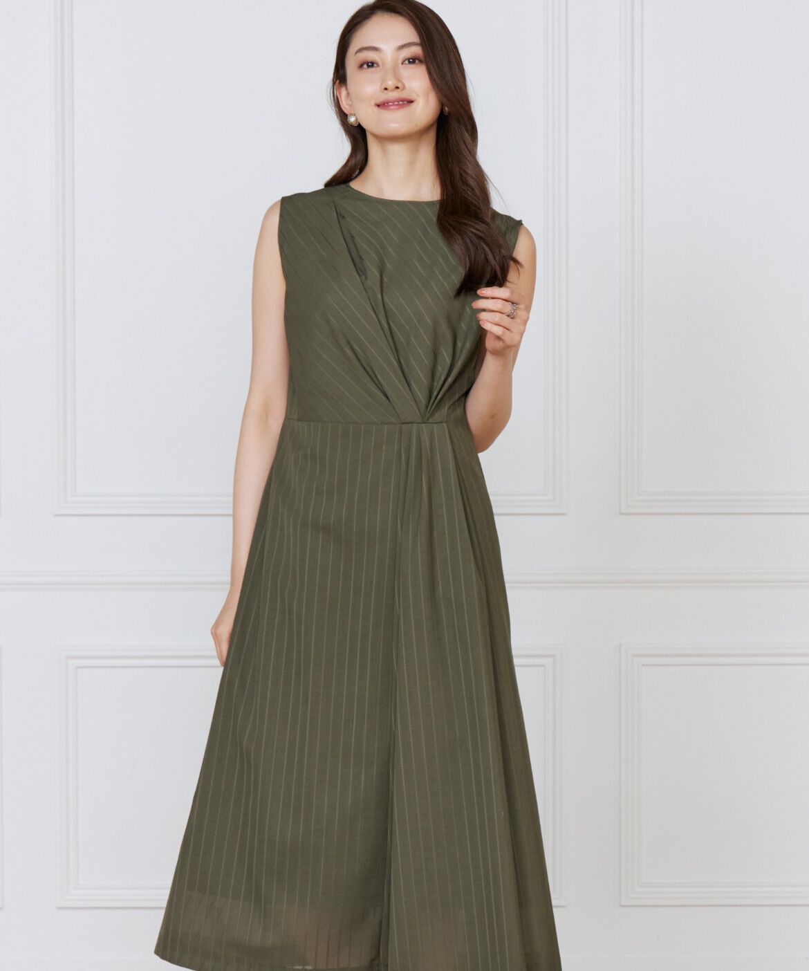 INED「ウエストタックワンピース」|ワンピース|カーキ3