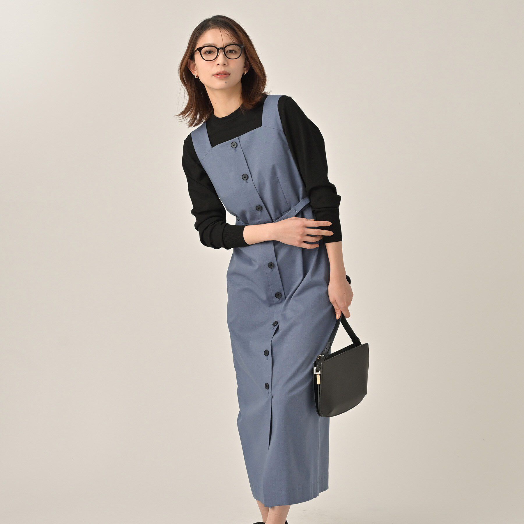 UNTITLED「スクエアネックジャンパースカート」|ワンピース|