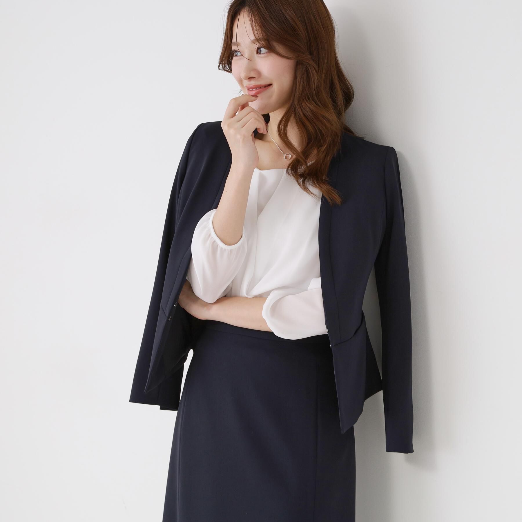 COUP DE CHANCE「【手洗い可／日本製／伸縮性／スーツ可】カラーレスジャケット」|ノーカラージャケット|