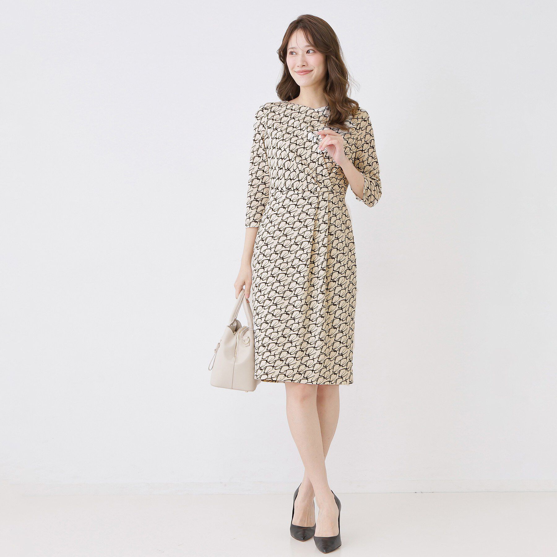 COUP DE CHANCE「【手洗い可／日本製】ジオメトリック柄タイトワンピース」|ワンピース|