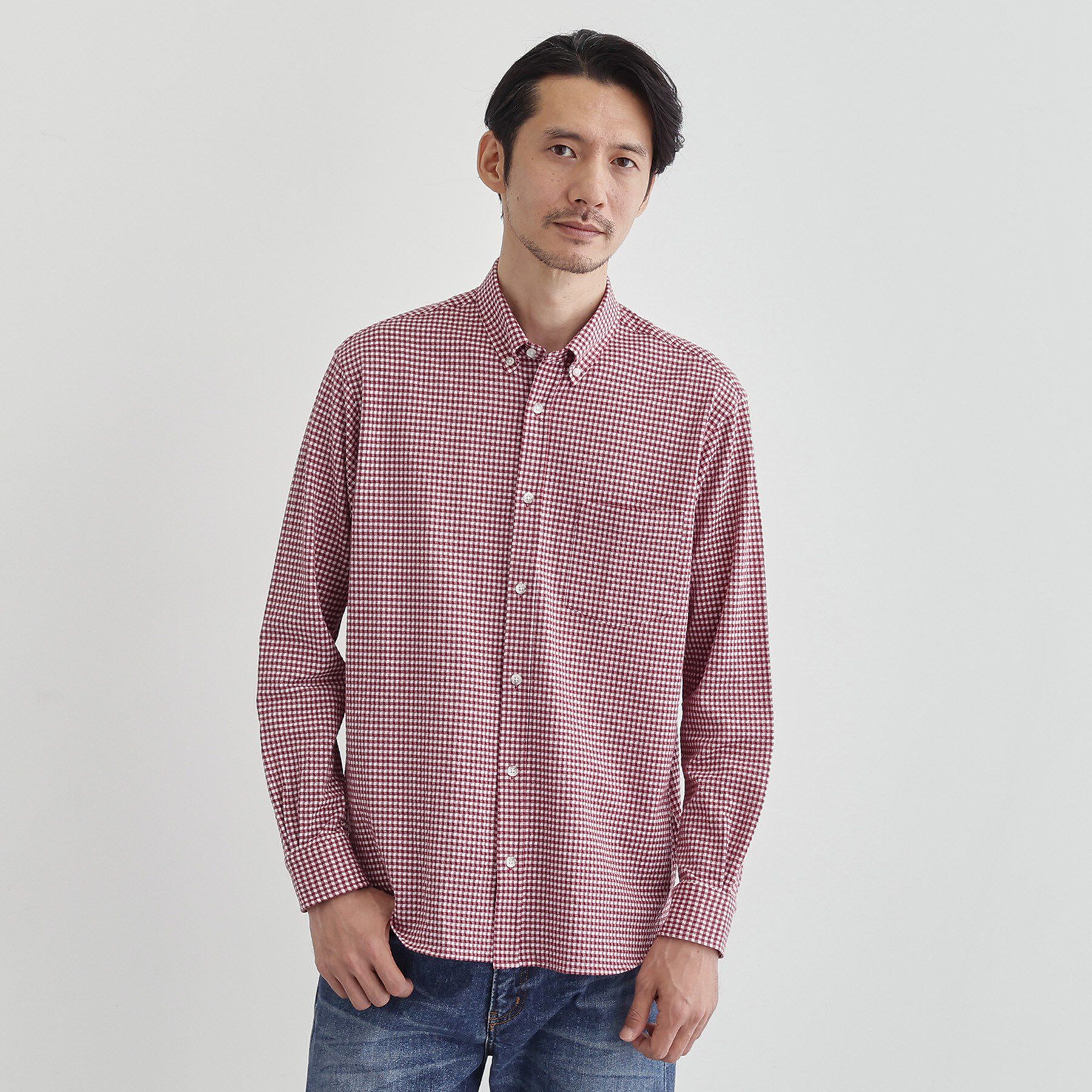 TAKEO KIKUCHI「シアサッカーギンガムチェック ストレッチシャツ」|シャツ・ブラウス|