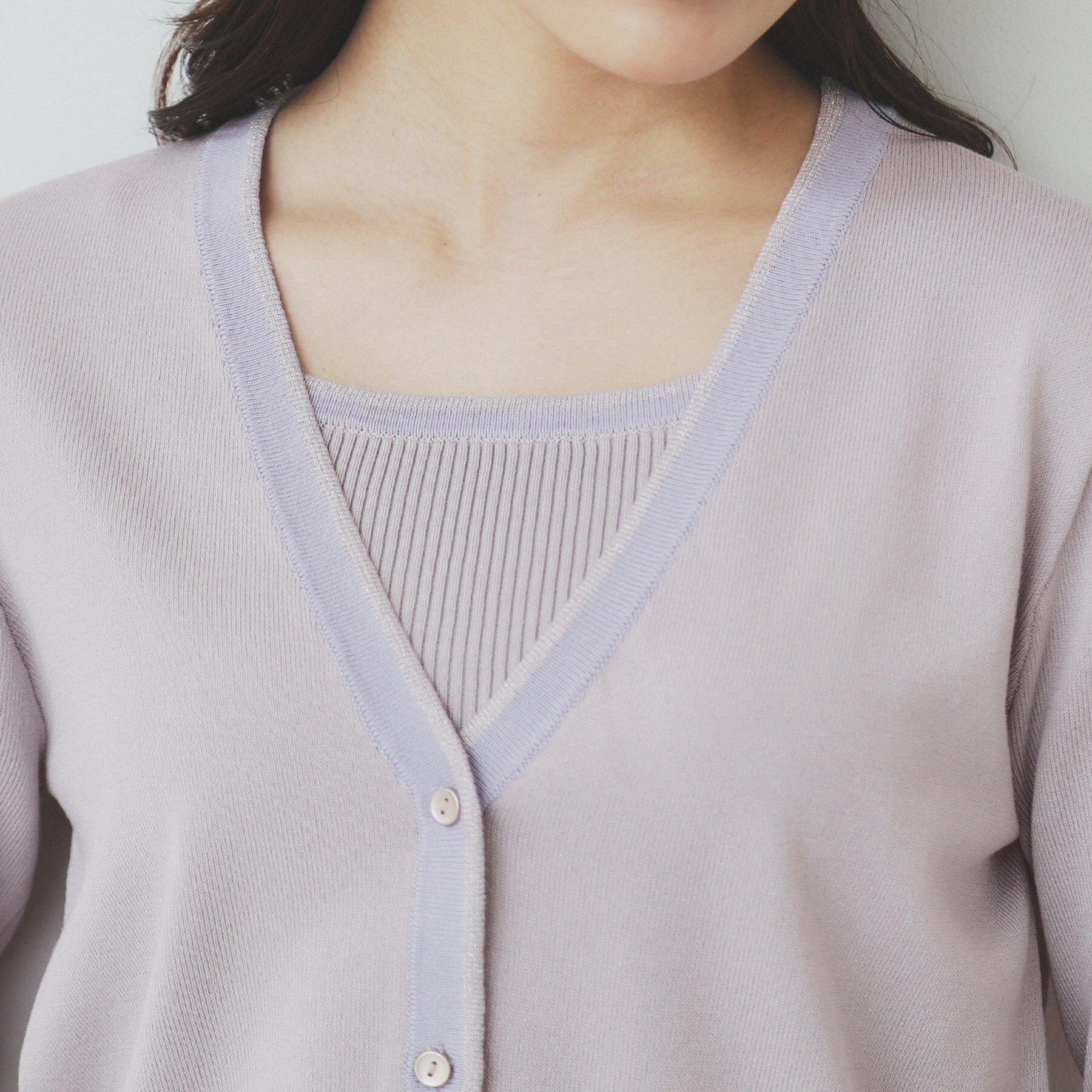 index「《ツインセット》カーディガン&times;バイカラーニットワンピース【洗濯機洗い可/抗ピル】」|スーツ|