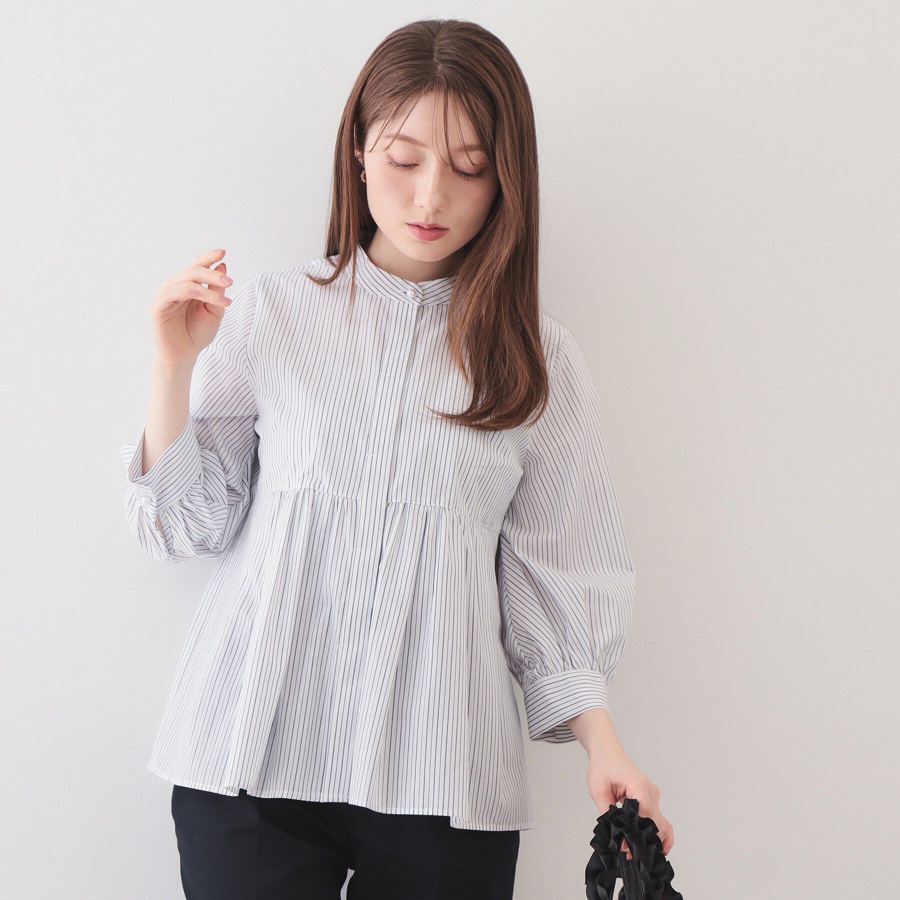 index「2WAYペプラムブラウス/ボウタイ取り外し可【洗濯機OK/イージーアイロン/防シワ】《XS～LL/8」|シャツ・ブラウス|