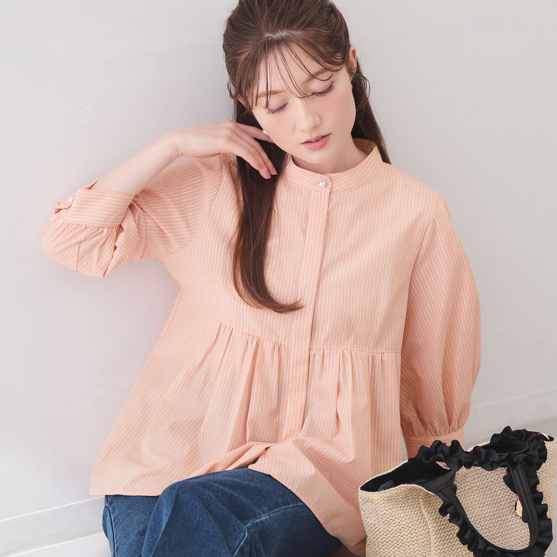 index「2WAYペプラムブラウス/ボウタイ取り外し可【洗濯機OK/イージーアイロン/防シワ】《XS～LL/8」|シャツ・ブラウス|