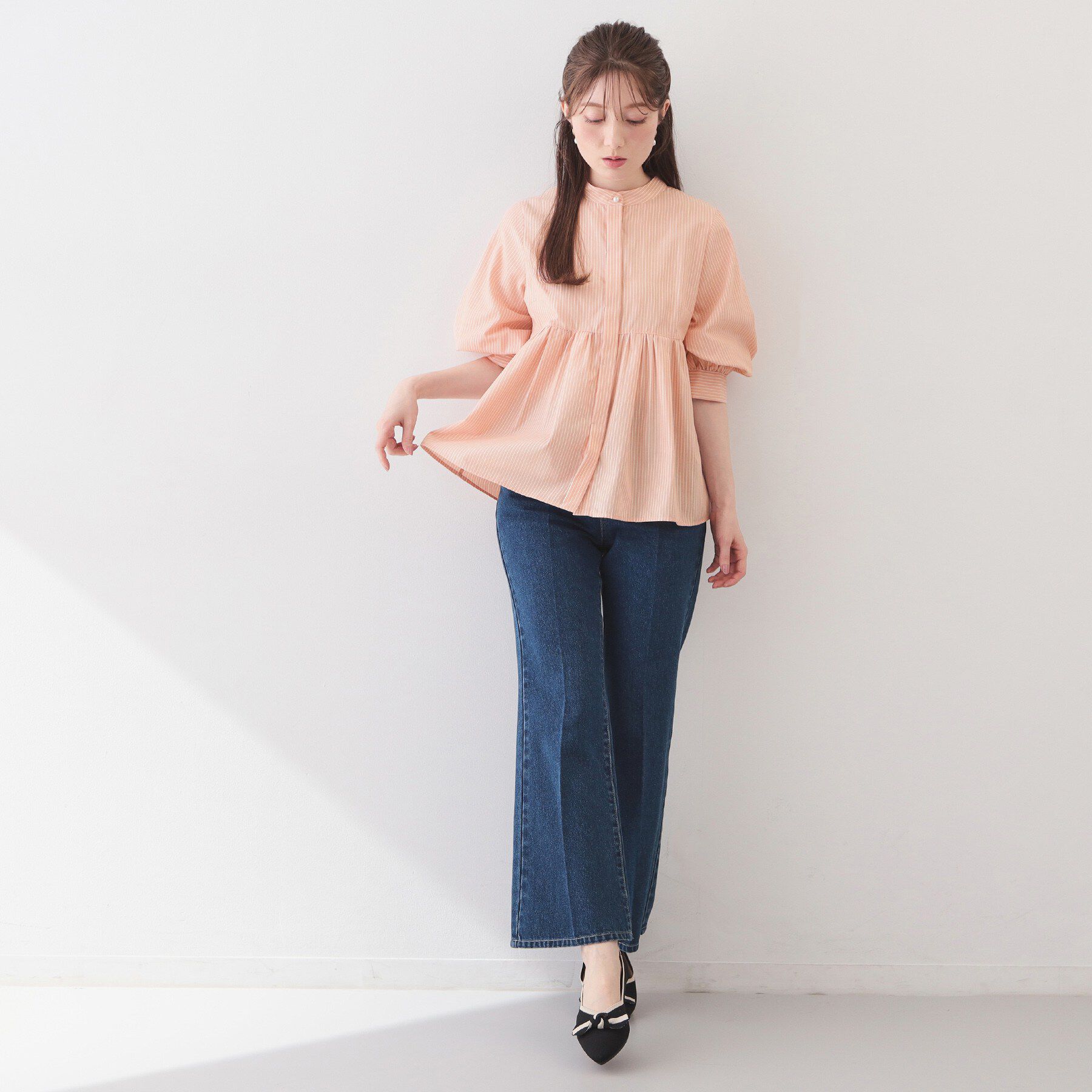 index「2WAYペプラムブラウス/ボウタイ取り外し可【洗濯機OK/イージーアイロン/防シワ】《XS～LL/8」|シャツ・ブラウス|