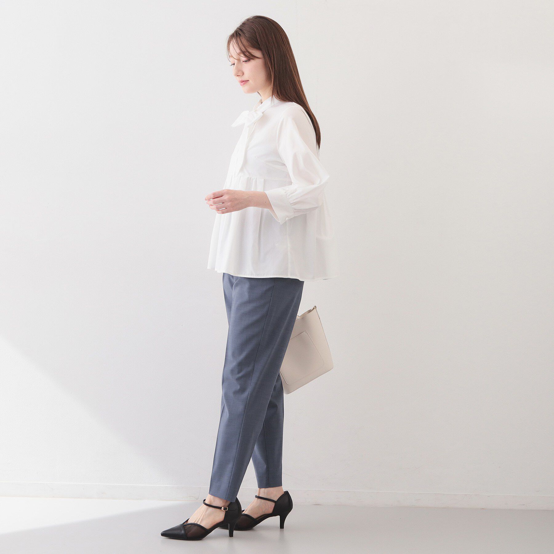 index「2WAYペプラムブラウス/ボウタイ取り外し可【洗濯機OK/イージーアイロン/防シワ】《XS～LL/8」|シャツ・ブラウス|