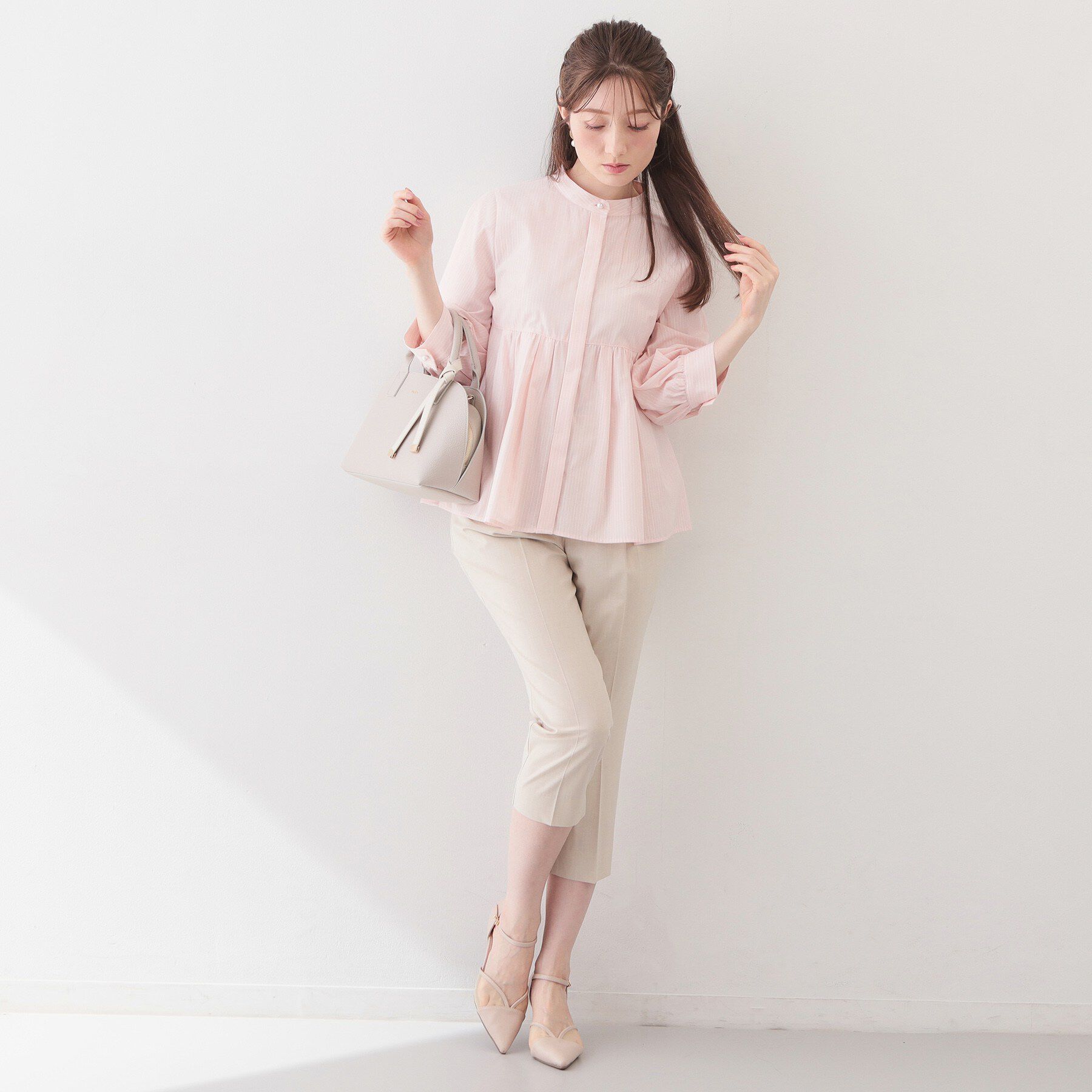 index「2WAYペプラムブラウス/ボウタイ取り外し可【洗濯機OK/イージーアイロン/防シワ】《XS～LL/8」|シャツ・ブラウス|