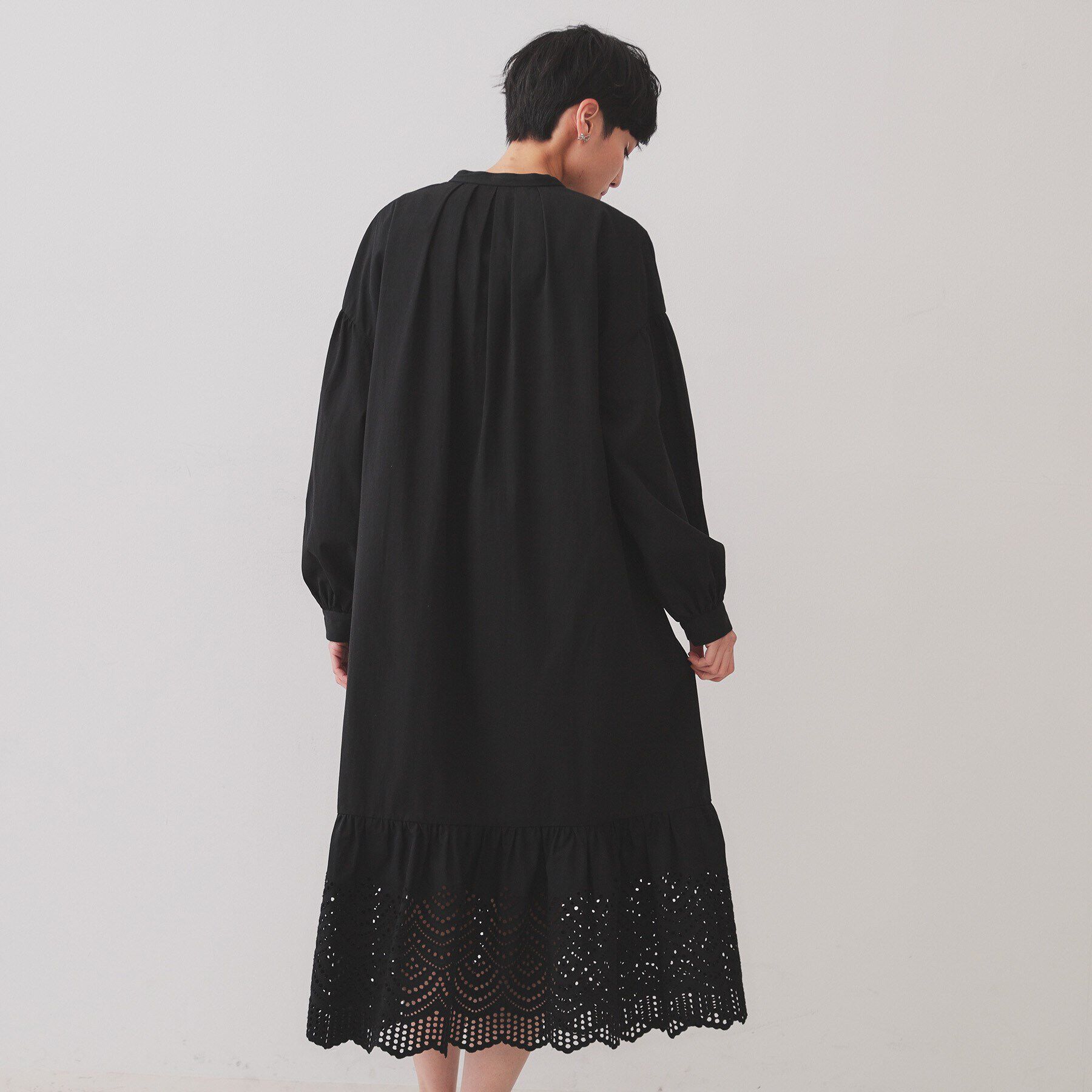 OPAQUE.CLIP「裾アイレットレースボリュームシャツワンピース【洗濯機洗い可】」|ワンピース|