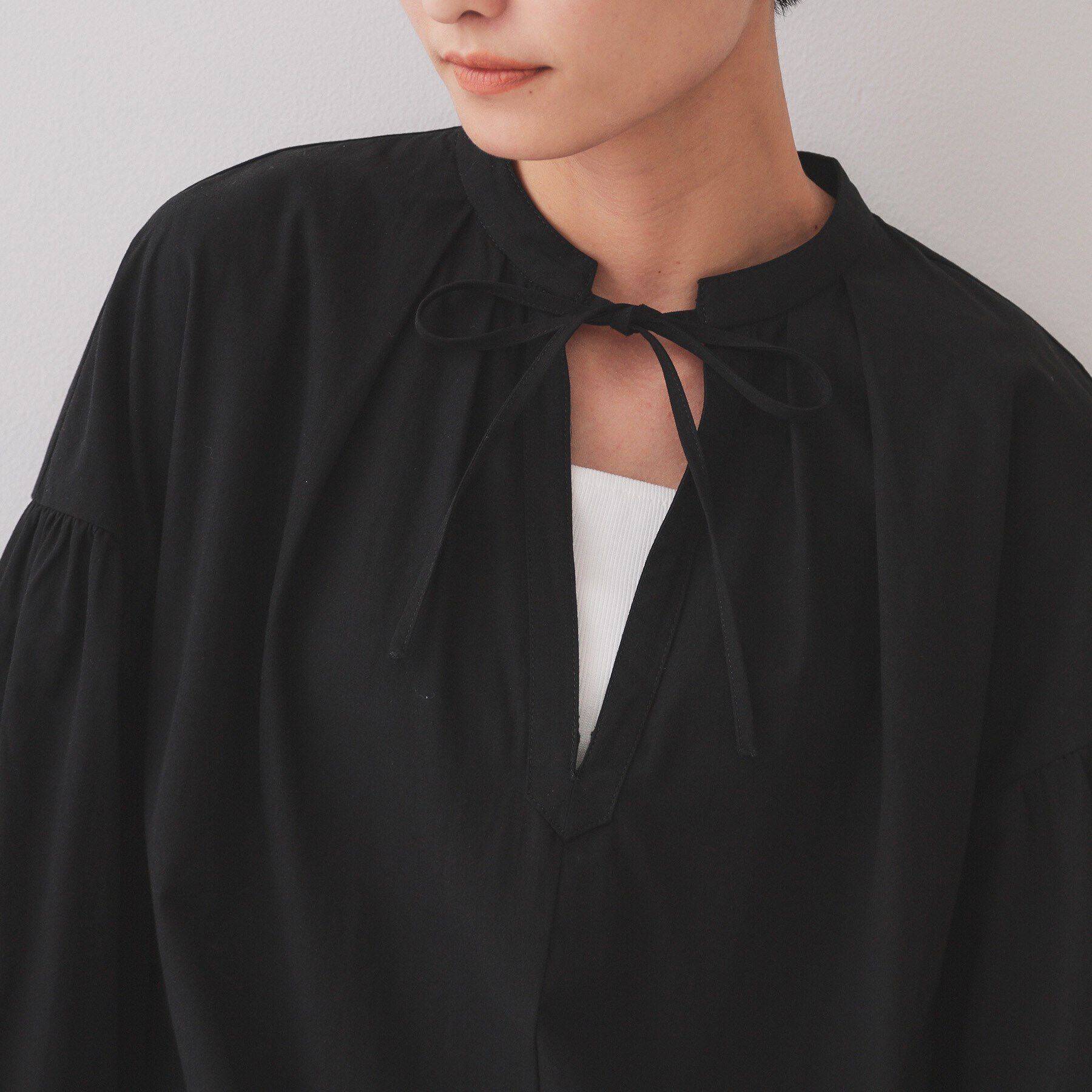 OPAQUE.CLIP「裾アイレットレースボリュームシャツワンピース【洗濯機洗い可】」|ワンピース|