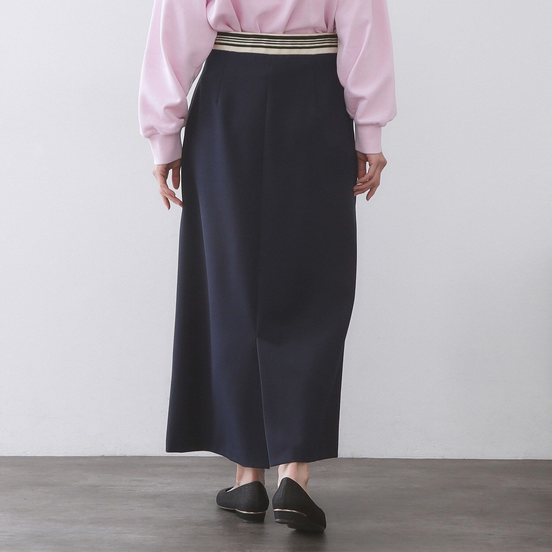 OPAQUE.CLIP「ボーダーリブ使いナロースカート【洗濯機OK】」|スカート|