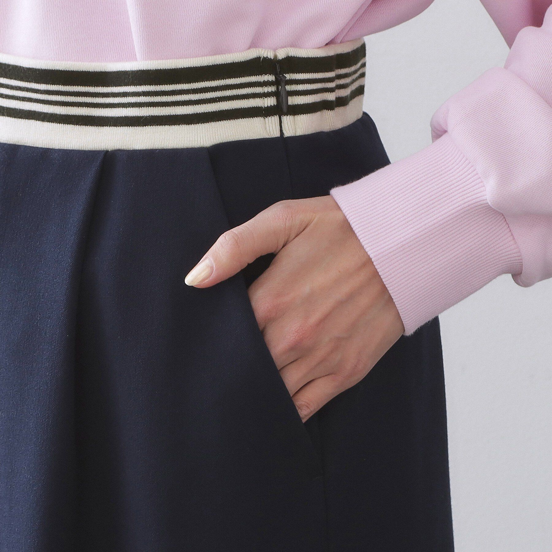 OPAQUE.CLIP「ボーダーリブ使いナロースカート【洗濯機OK】」|スカート|