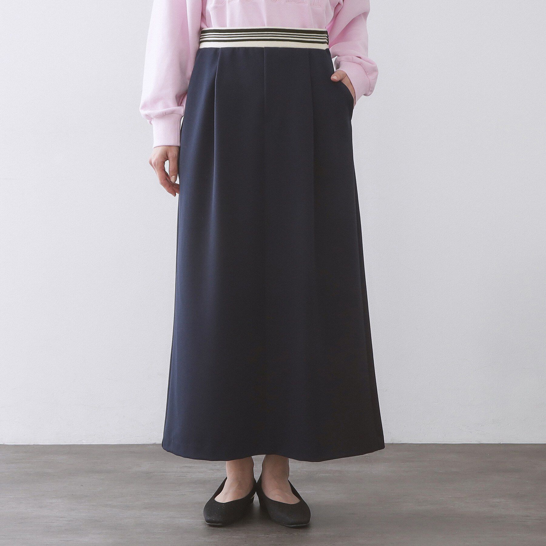 OPAQUE.CLIP「ボーダーリブ使いナロースカート【洗濯機OK】」|スカート|