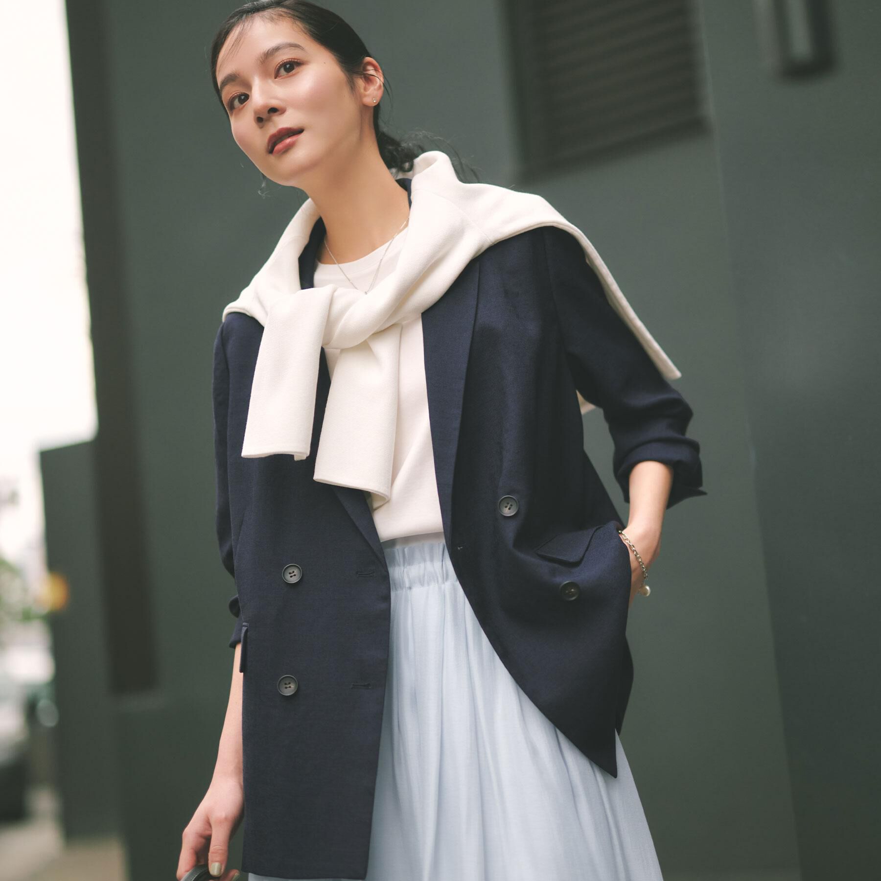 OPAQUE.CLIP「ダブルブレストジャケット【洗える/UVケア/防シワ加工/接触冷感】」|テーラードジャケット|