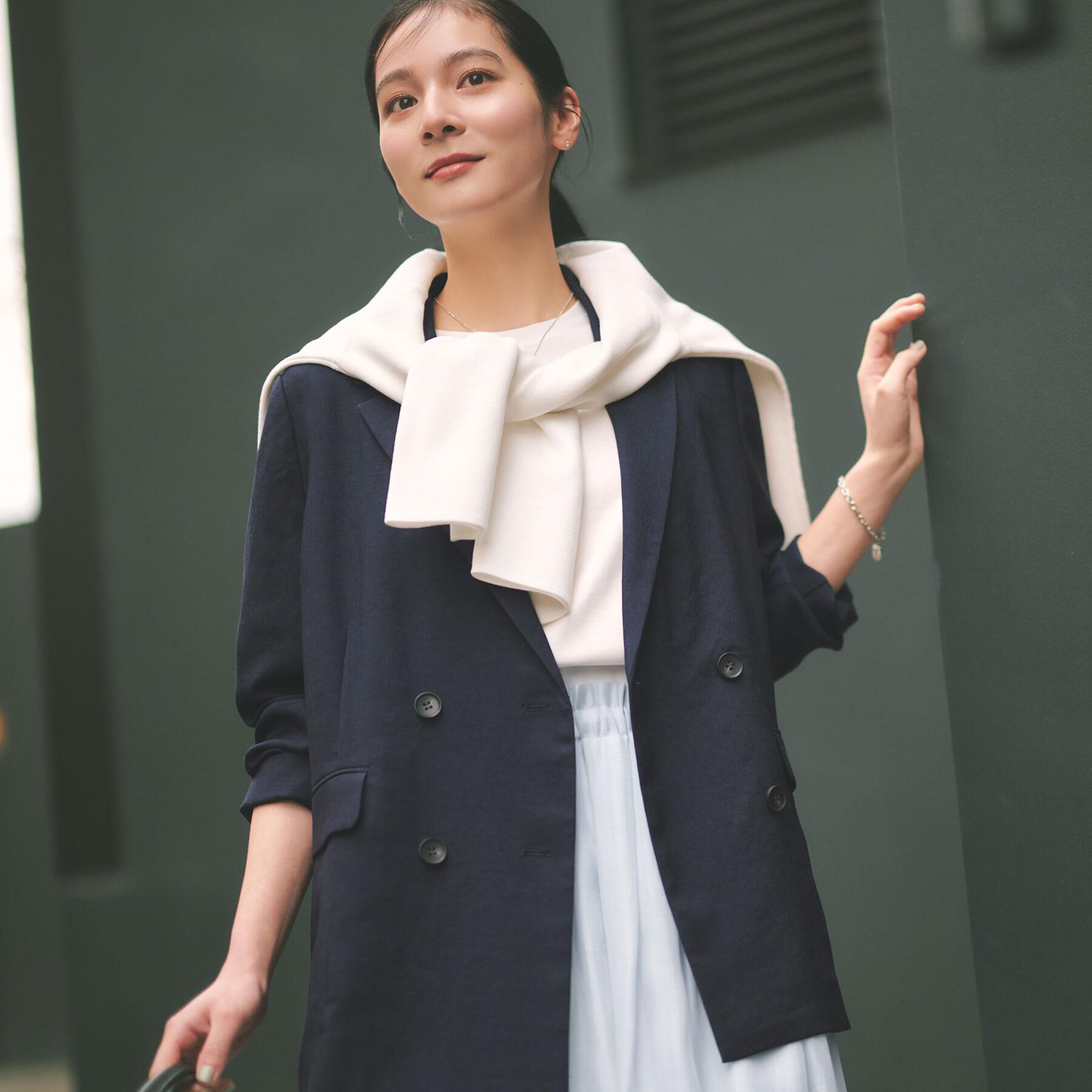 OPAQUE.CLIP「ダブルブレストジャケット【洗える/UVケア/防シワ加工/接触冷感】」|テーラードジャケット|ネイビー(094)