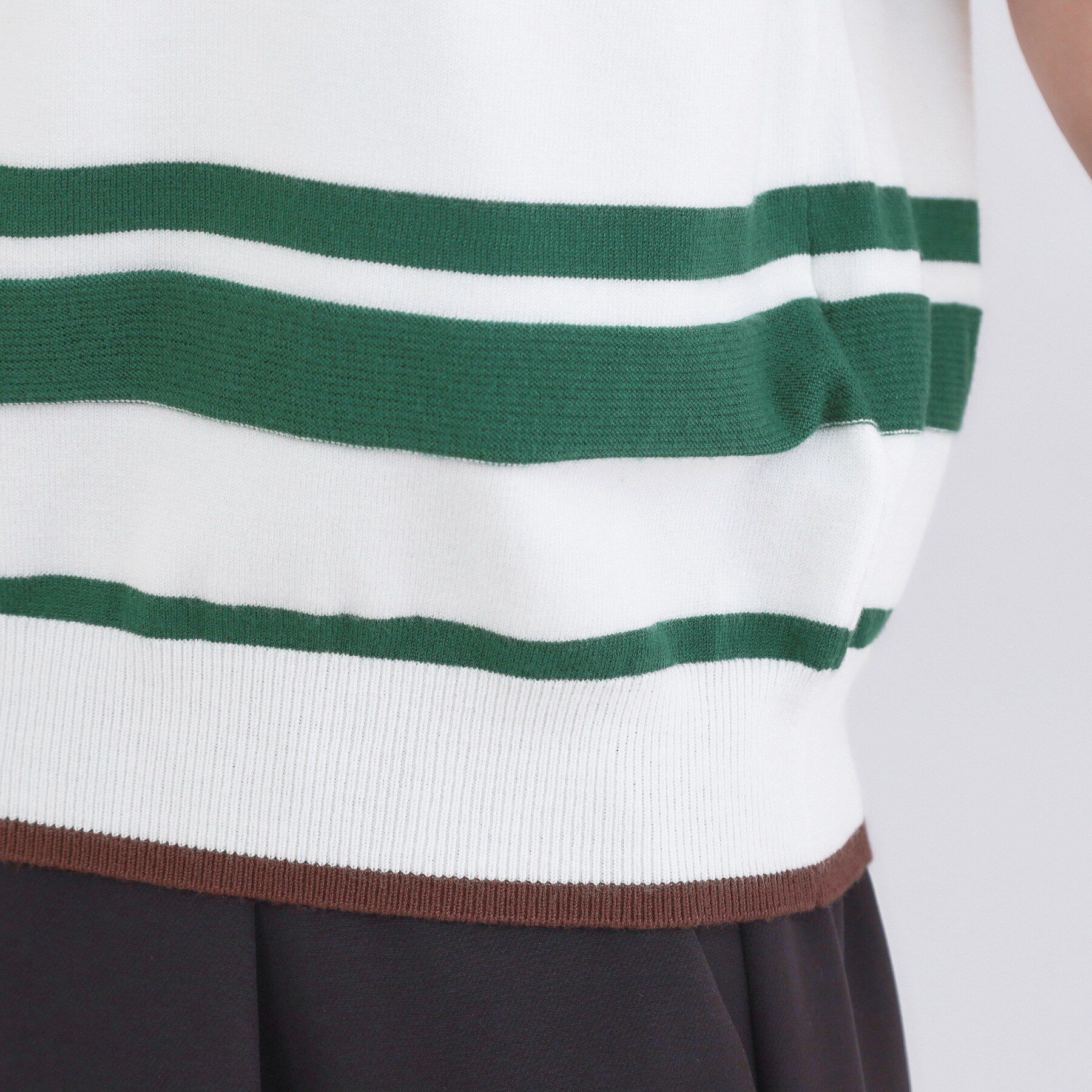 OPAQUE.CLIP「ランダムボーダーハーフスリーブニット【洗濯機OK】」|ニット・セーター|