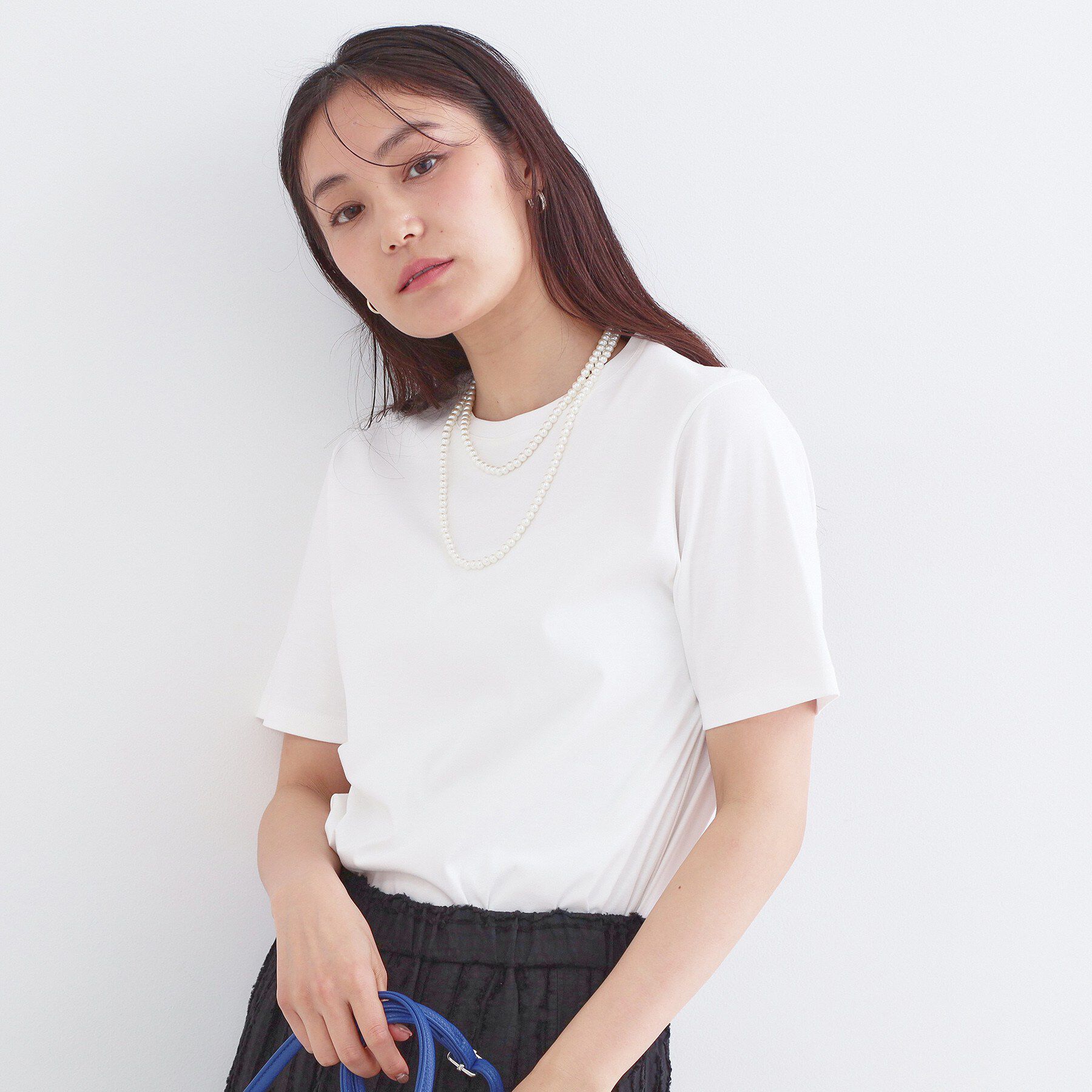 OPAQUE.CLIP「オーガニックコットン混ベーシックTシャツ【洗濯機OK】《SS～LL》」|Tシャツ・カットソー|ホワイト(001)