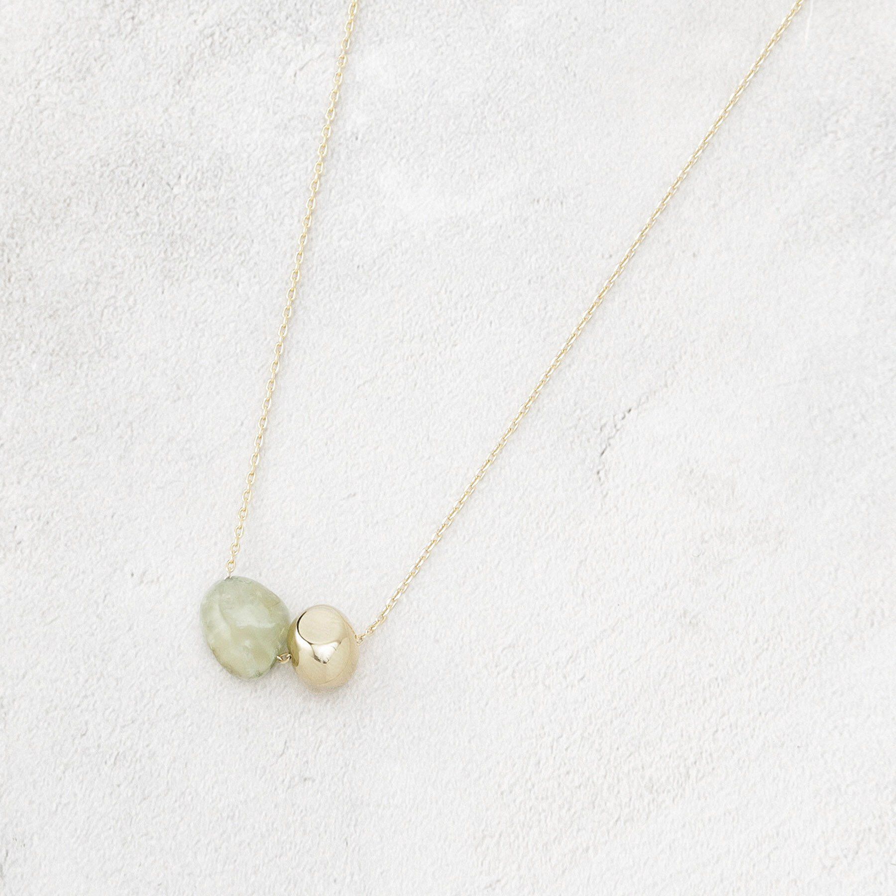 OPAQUE.CLIP「天然石&times;メタルスライドネックレス」|ネックレス|ライトグリーン(02