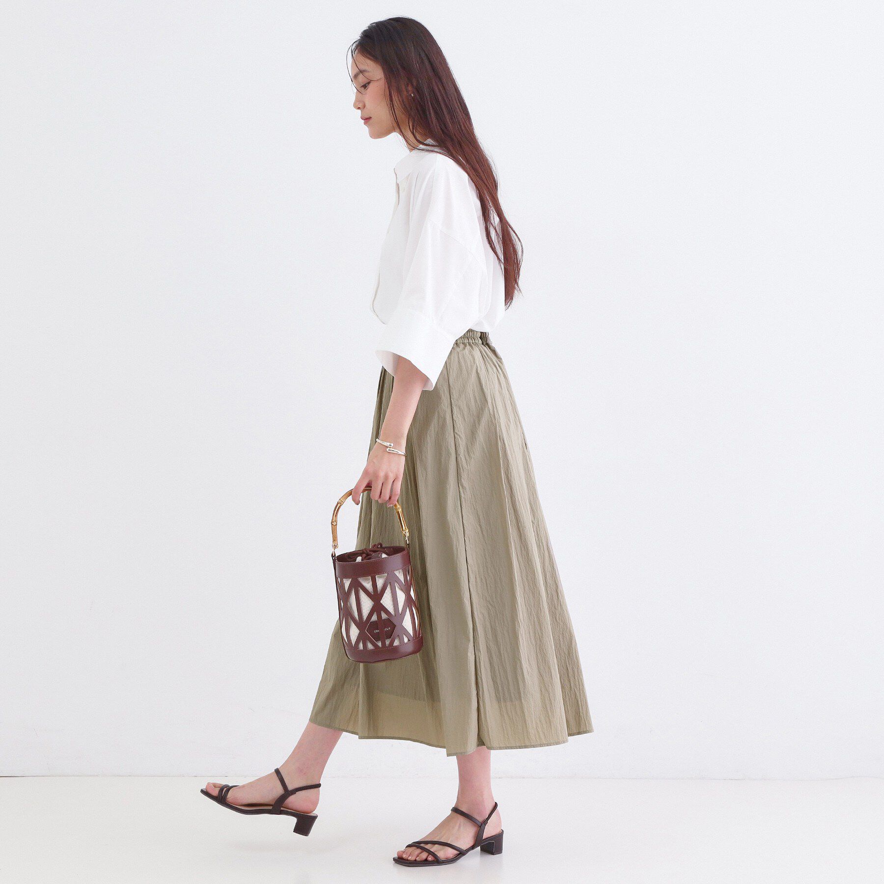 OPAQUE.CLIP「シアーヴィンテージイージーフレアスカート【洗濯機OK】」|スカート|