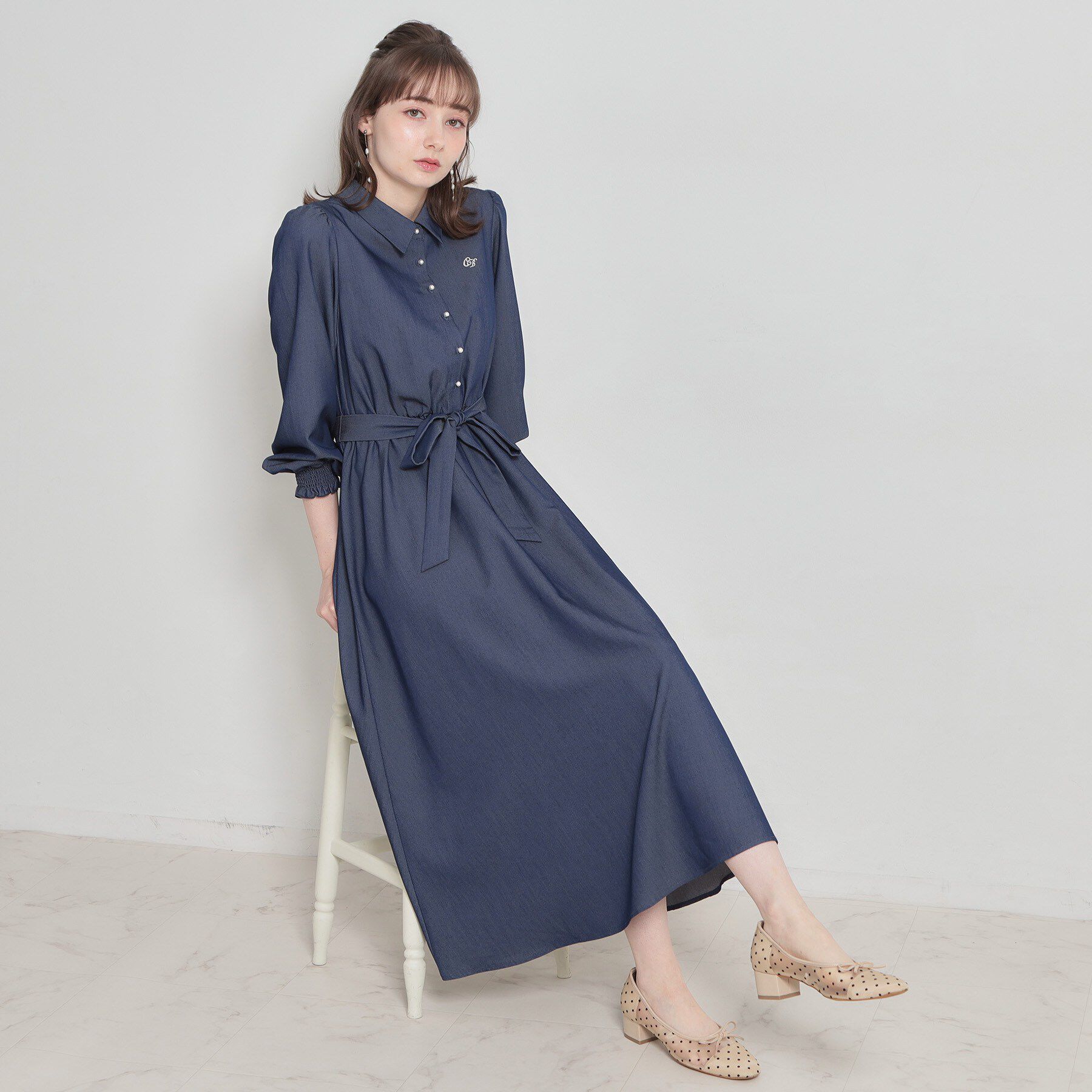 Couture broach「【洗える】ロゴエンブロ シャツワンピース」|ワンピース|