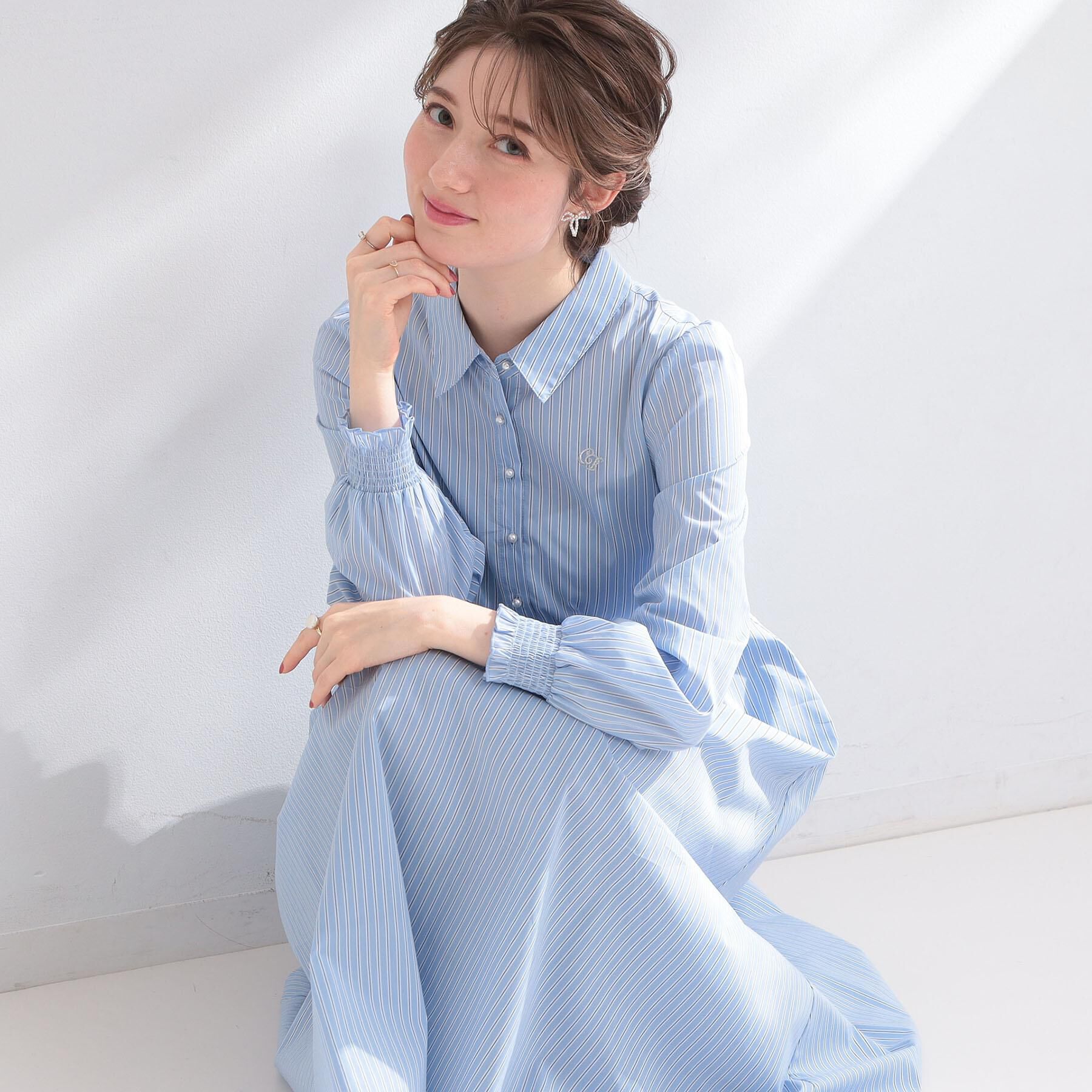 Couture broach「【洗える】ロゴエンブロ シャツワンピース」|ワンピース|