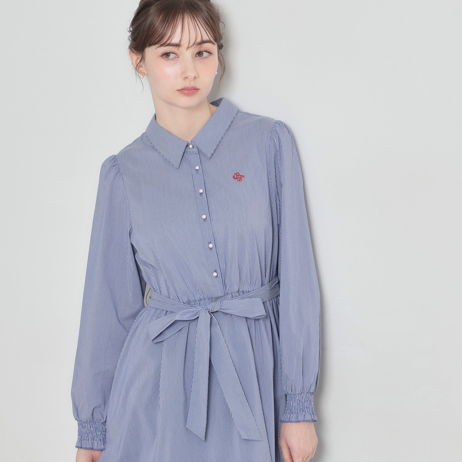 Couture broach「【洗える】ロゴエンブロ シャツワンピース」|ワンピース|