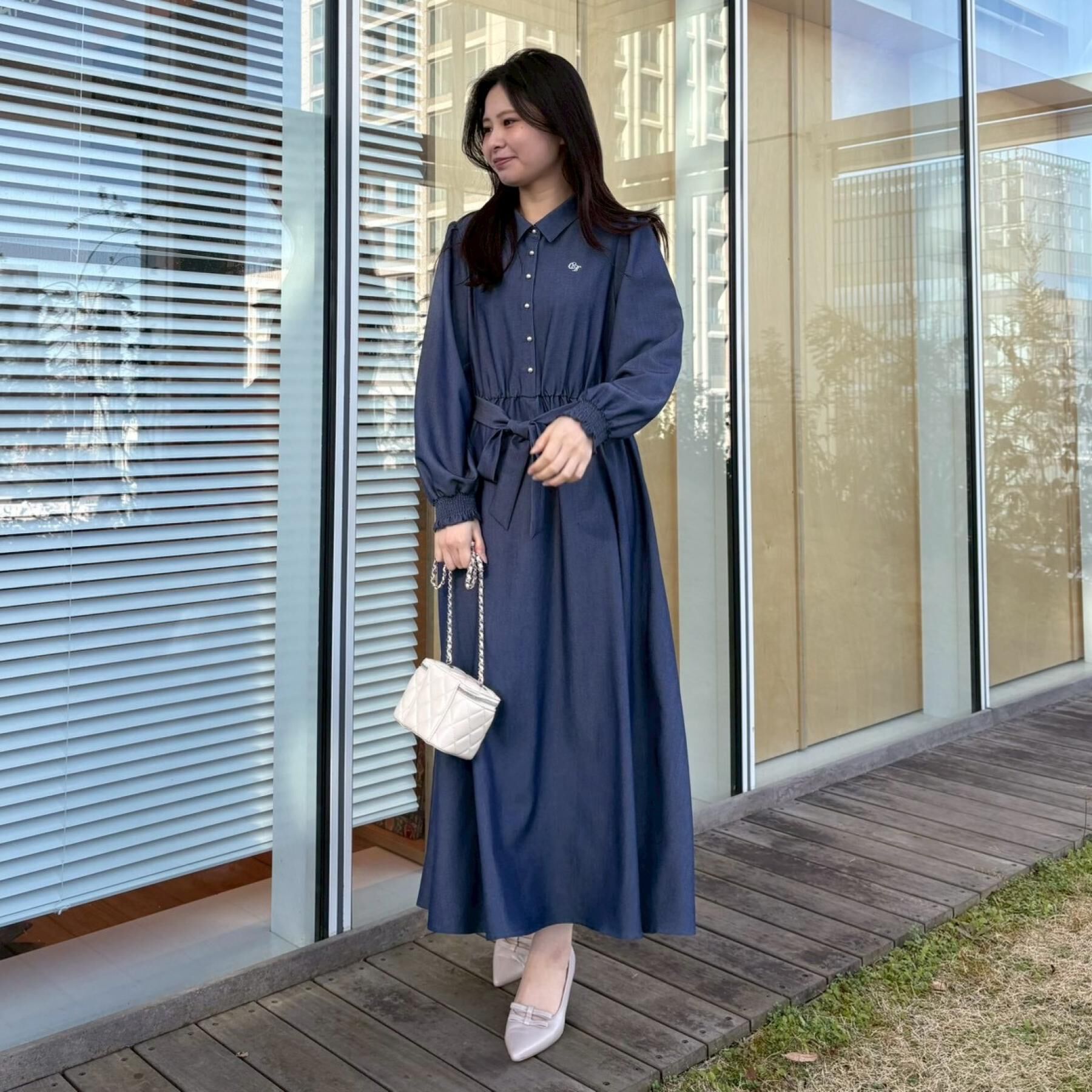 Couture broach「【洗える】ロゴエンブロ シャツワンピース」|ワンピース|