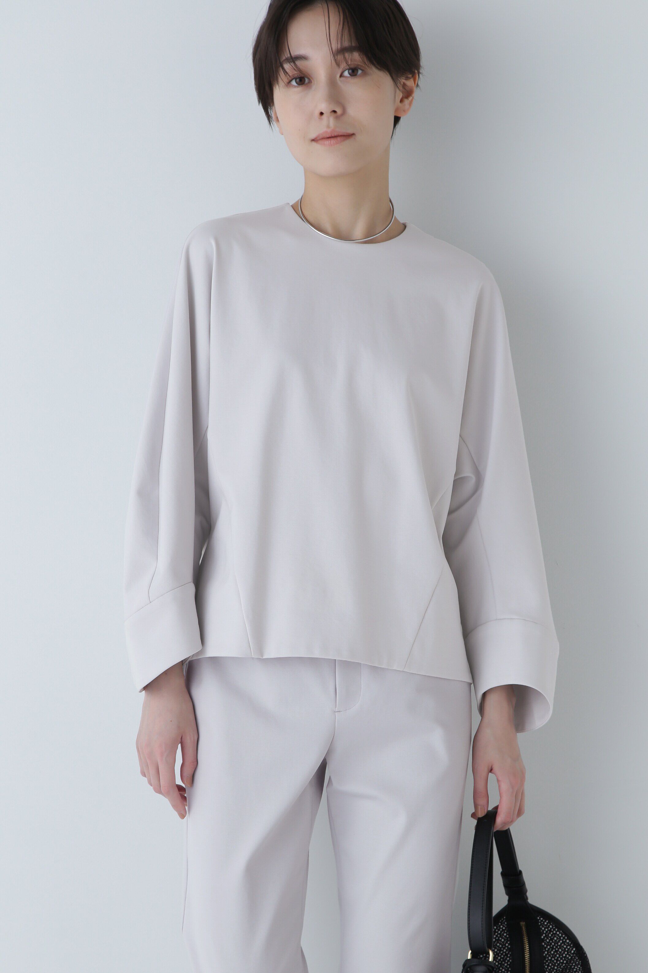  「ストレッチポンチブラウス」|シャツ・ブラウス|ライトグレー