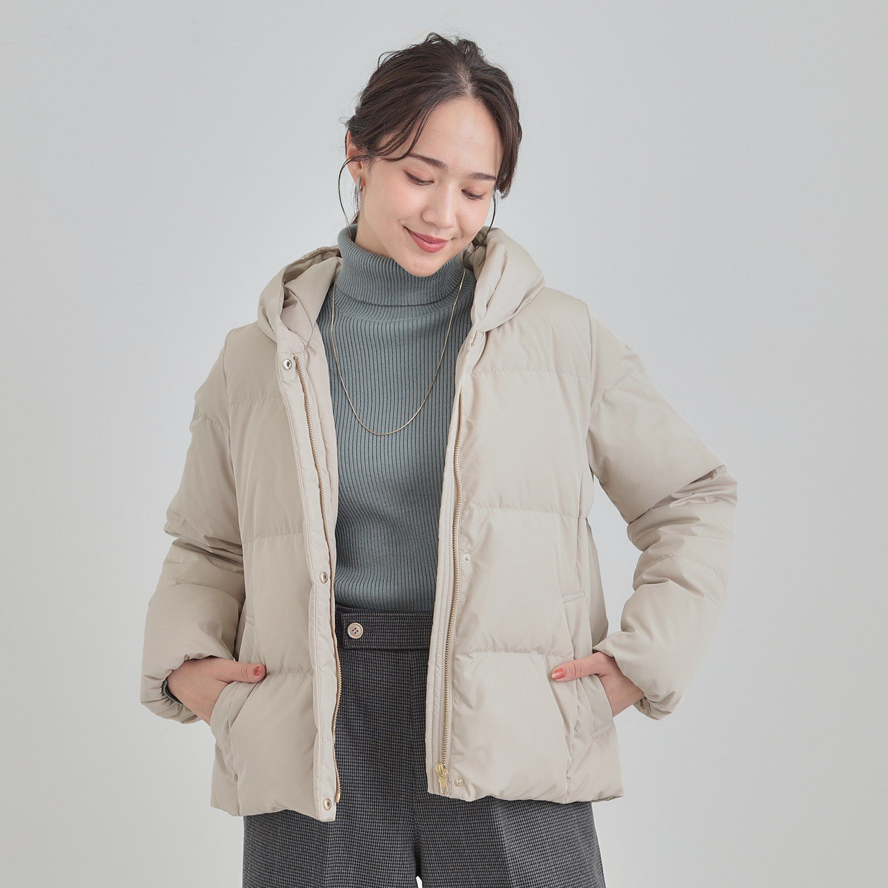 SHOO･LA･RUE「【撥水/洗える】ショートフーディーダウン」|ダウン|