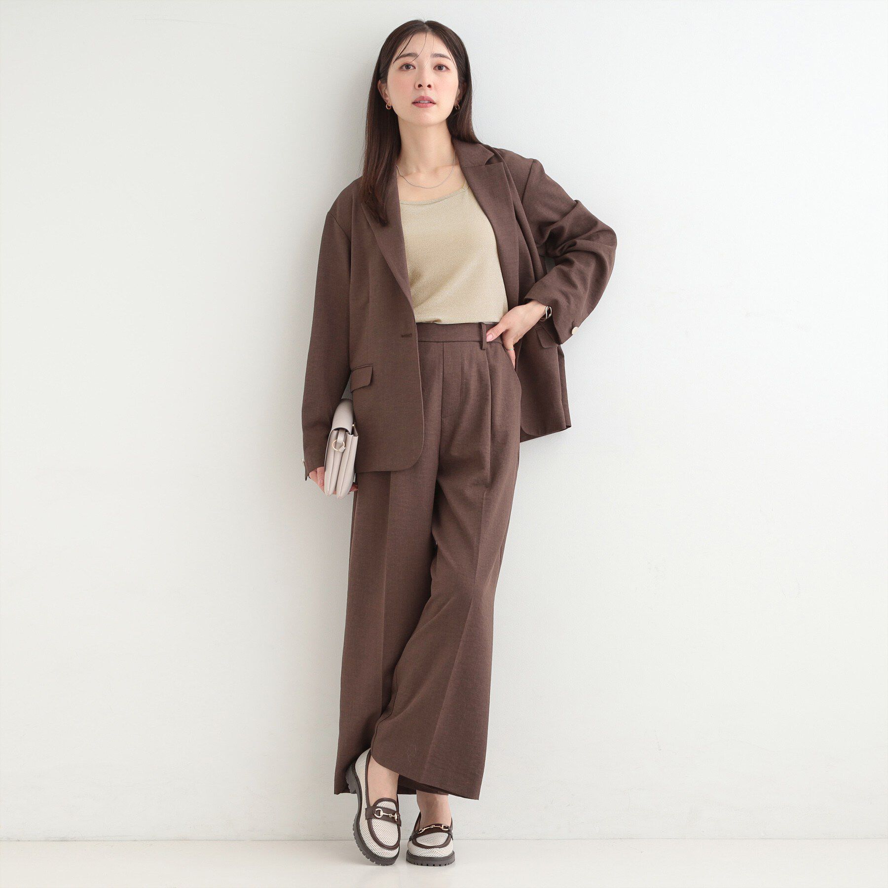 SHOO･LA･RUE「【前後2WAY/洗濯機可/S-LL】コーデのアクセントに　きらきらラメタンクトップ」|キャミソール|