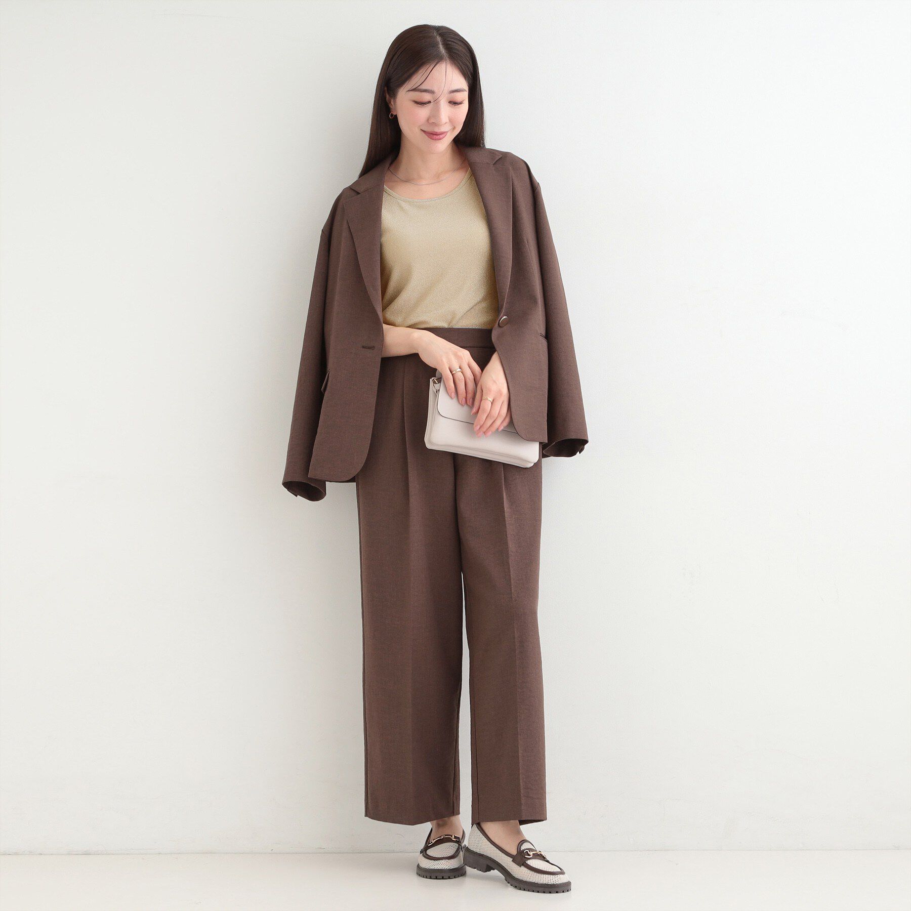 SHOO･LA･RUE「【前後2WAY/洗濯機可/S-LL】コーデのアクセントに　きらきらラメタンクトップ」|キャミソール|