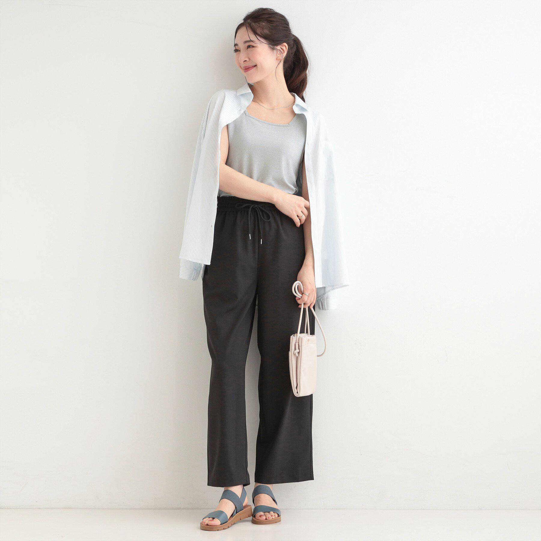 SHOO･LA･RUE「【前後2WAY/洗濯機可/S-LL】コーデのアクセントに　きらきらラメタンクトップ」|キャミソール|