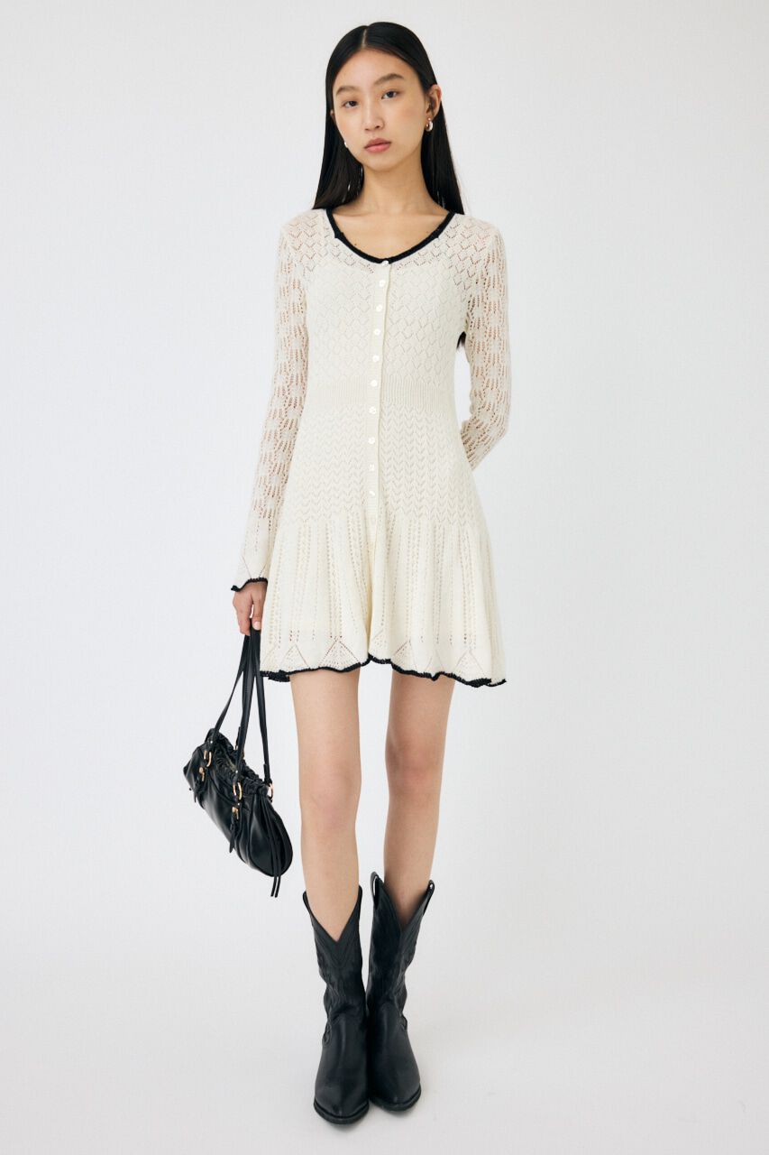 MOUSSY「EYELET LACE KNIT ミニドレス」|ワンピース|
