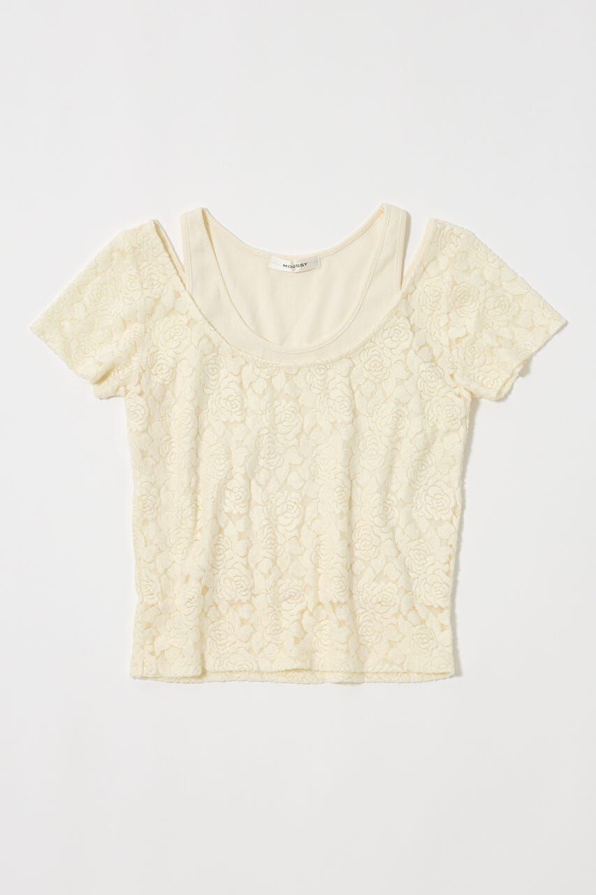 MOUSSY「LAYERED LACE トップス」|Tシャツ・カットソー|O/WHT1