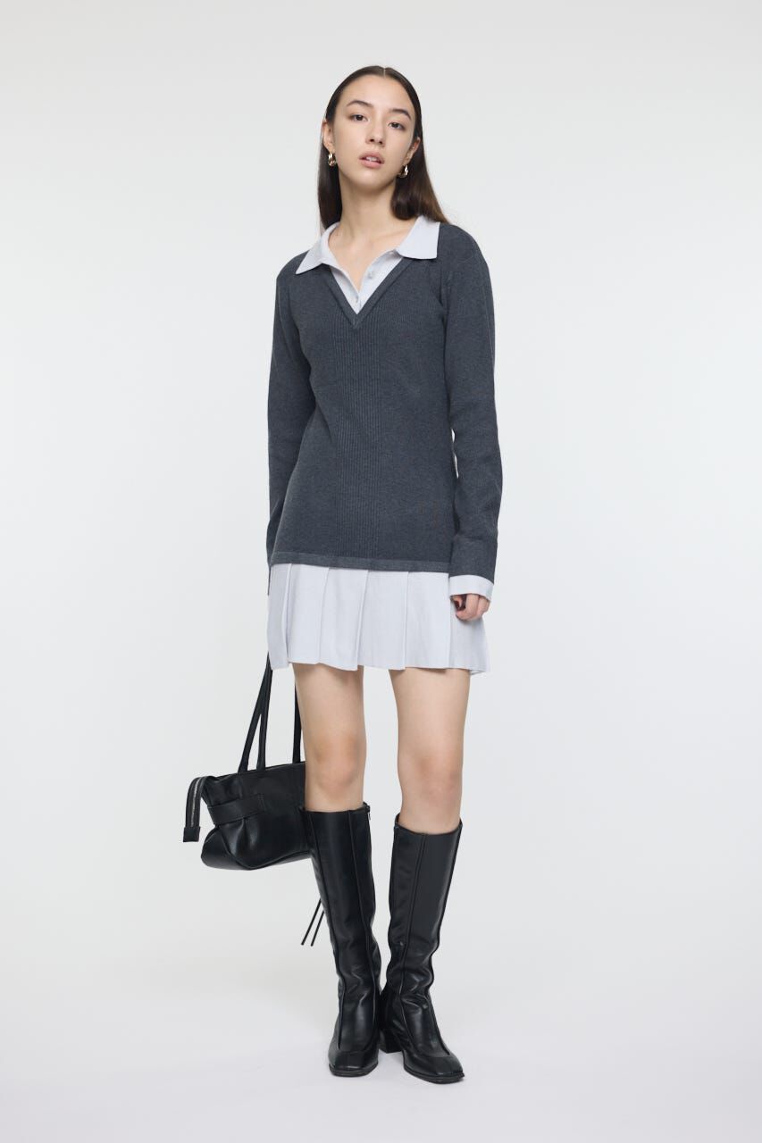 MOUSSY「LAYERED KNIT ミニドレス」|ワンピース|