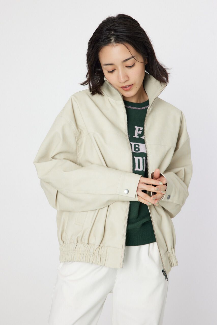 RODEO CROWNS「ヴィンテージFレザーハイネックリブブルゾン」|ブルゾン・スタジャン|