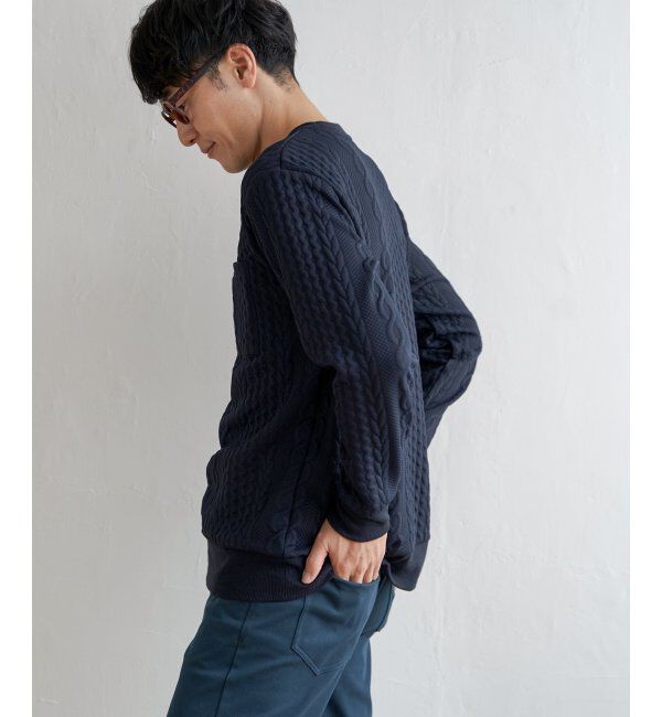 ikka「ふくれジャカードクルーネックプルオーバー」|パーカー|