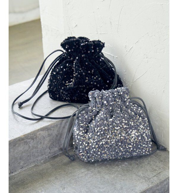 ikka「スパンコール巾着ショルダーバッグ」|その他|