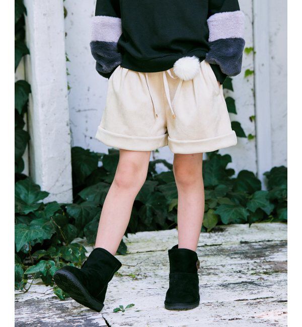ikka kids「フェイクスエードポンポン付きハーフパンツ（120~160cm）」|その他|ベージュ