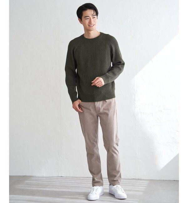 ikka「ウォッシャブル畦クルーネックニット」|プルオーバー|