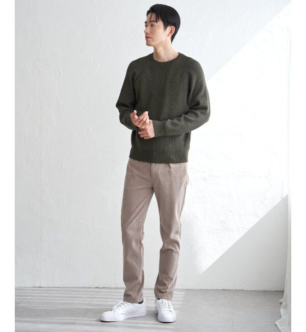 ikka「ウォッシャブル畦クルーネックニット」|プルオーバー|