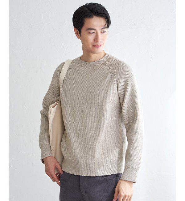 ikka「ウォッシャブル畦クルーネックニット」|プルオーバー|