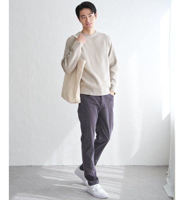 ikka「ウォッシャブル畦クルーネックニット」|プルオーバー|