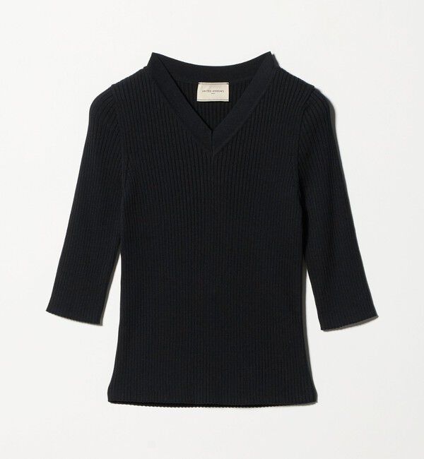 UNITED ARROWS「リブ Vネック ニット ‐ウォッシャブル‐」|ニット・セーター|BLACK