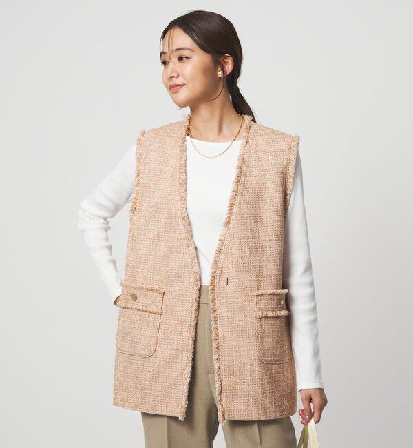 UNITED ARROWS green label relaxing「［size SHORTあり］ライト ツイードライク ジレ」|ベスト・ジレ|RED