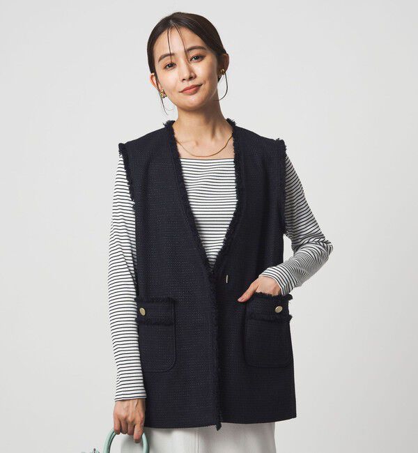 UNITED ARROWS green label relaxing「［size SHORTあり］ライト ツイードライク ジレ」|ベスト・ジレ|NAVY