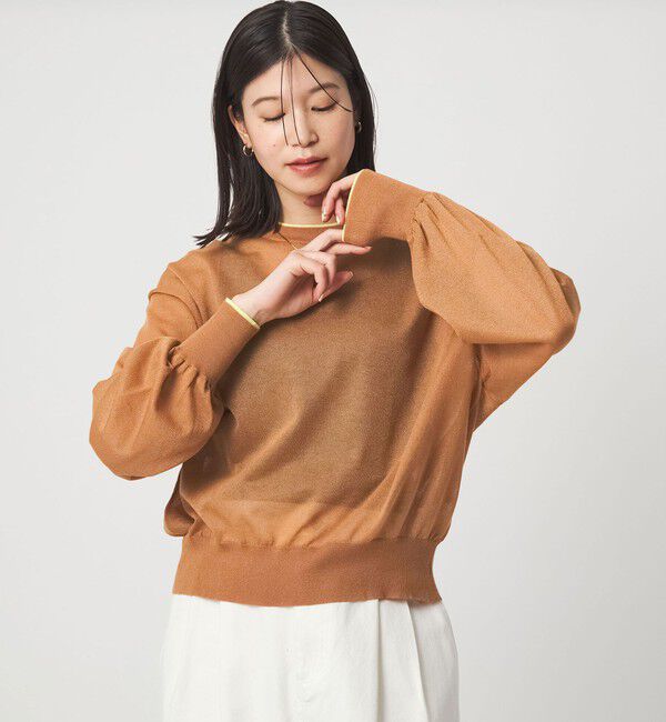 UNITED ARROWS green label relaxing「【WEB限定】＜at ease＞バイカラー シアー ニット プルオーバー」|ニット・セーター|MD.BROWN