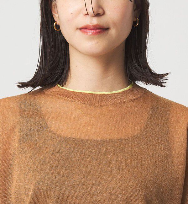 UNITED ARROWS green label relaxing「【WEB限定】＜at ease＞バイカラー シアー ニット プルオーバー」|ニット・セーター|