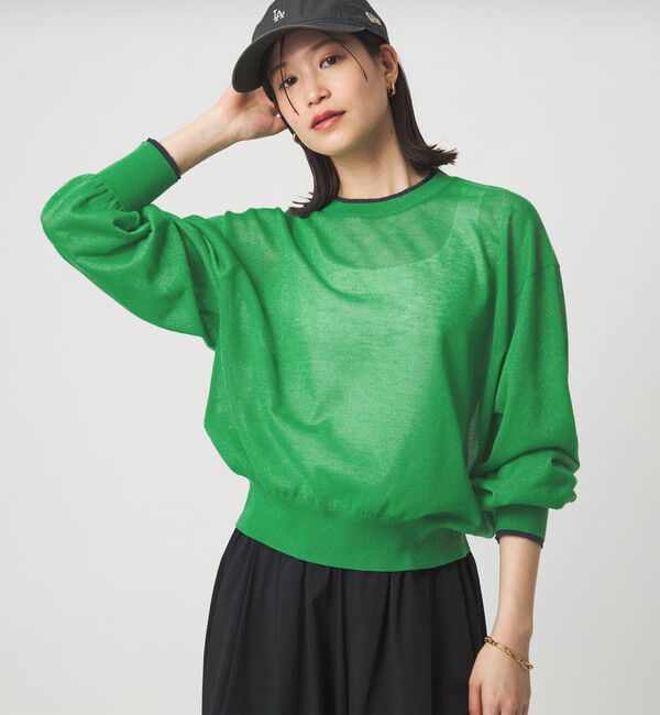 UNITED ARROWS green label relaxing「【WEB限定】＜at ease＞バイカラー シアー ニット プルオーバー」|ニット・セーター|KELLY