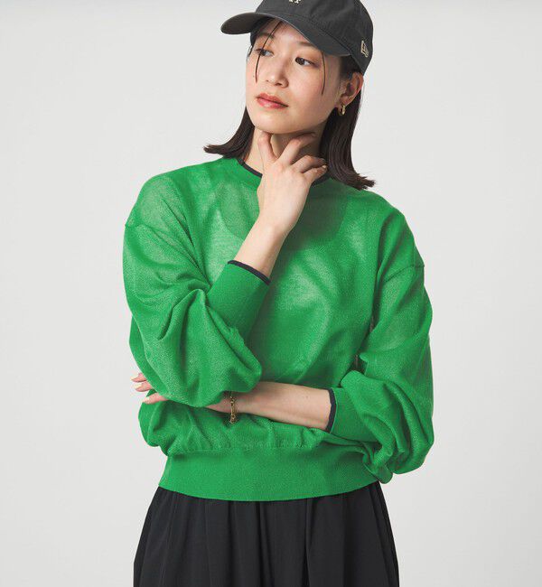 UNITED ARROWS green label relaxing「【WEB限定】＜at ease＞バイカラー シアー ニット プルオーバー」|ニット・セーター|